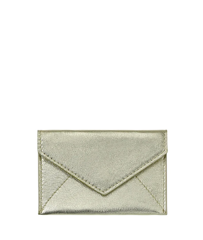 Mini Envelope - White Gold Metallic Goatskin Leather