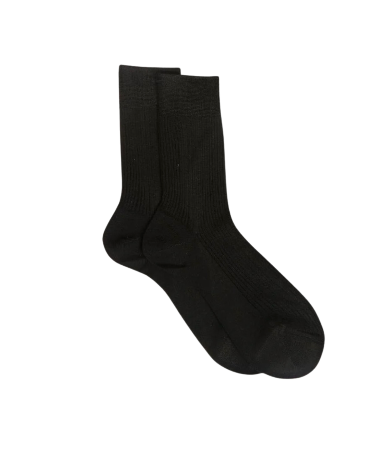 Silk Ribbed Sock- Black