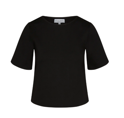 Ponte Knit Short Sleeve Top Extended - Black