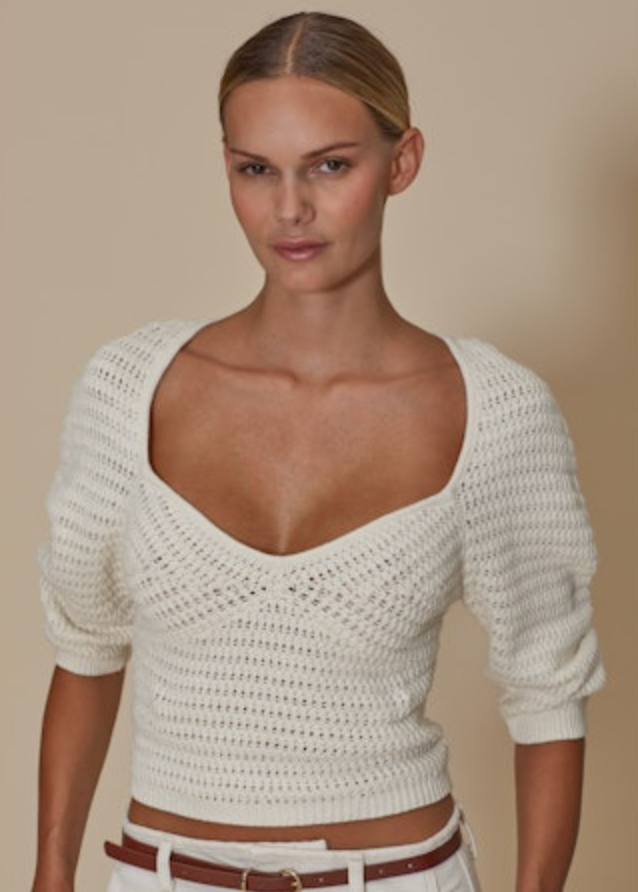 Linen Crochet Top - Sand