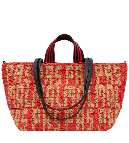 Bateau Tote - Natural/Poppy Raffia – palmer & purchase