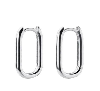 Large Oval Earrings - Silver