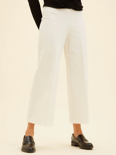 Wide Leg Cropped Pants- Off White