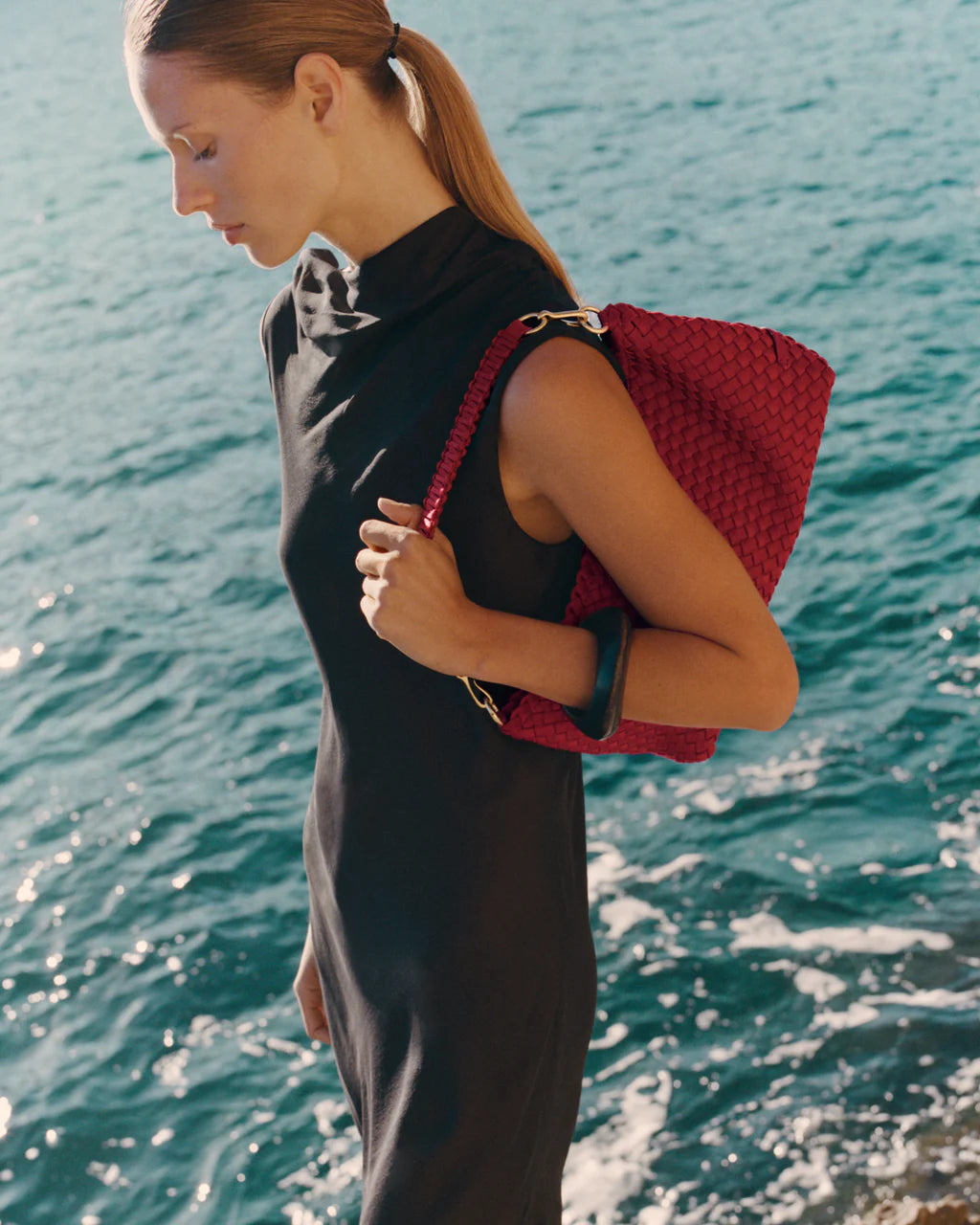 Porto Small Half-Moon Bag - Rosso