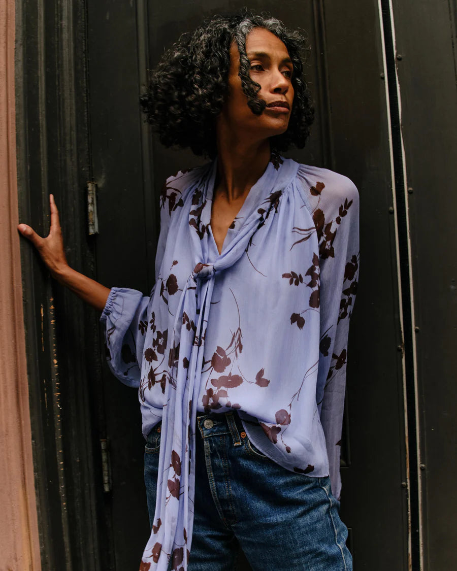 Alma Blouse - Upstate Floral In Blue Mist