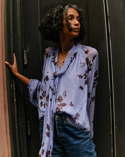 Alma Blouse - Upstate Floral In Blue Mist