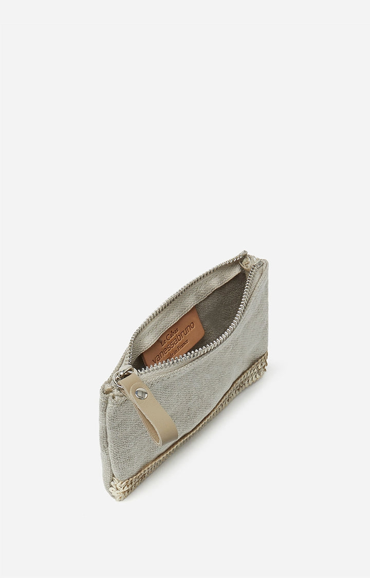 Linen Small Zipped Clutch - Sand