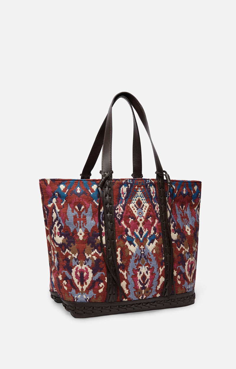 Canvas and Leather Large Multicolor Tote