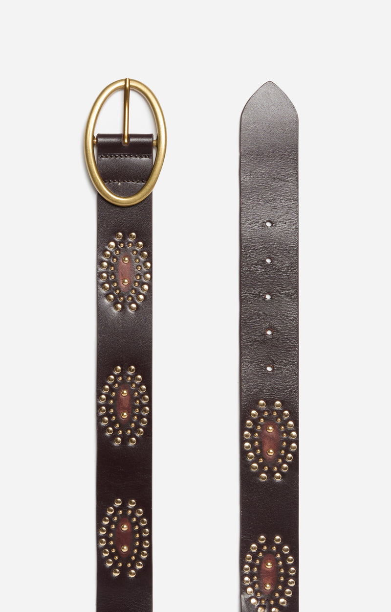 Brown Iris Leather Belt - Mahogany