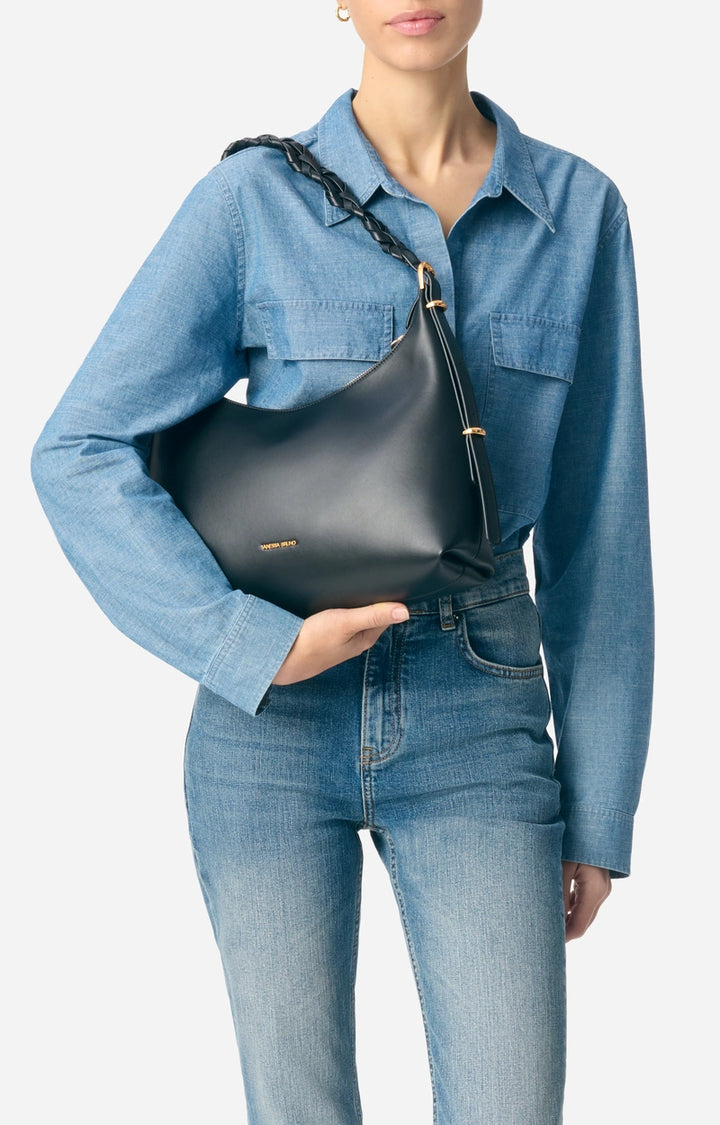 Small Jess Leather Hobo Bag - Black