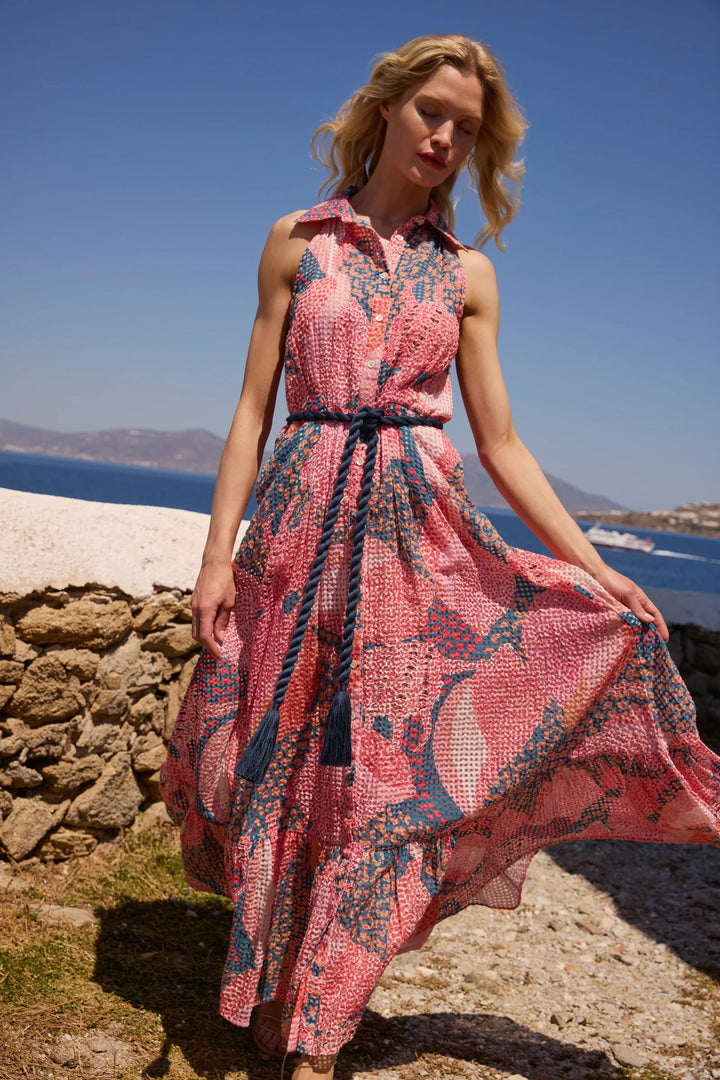 Sleeveless Shirt Dress- Nautilus Navy