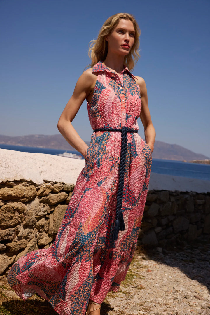 Sleeveless Shirt Dress- Nautilus Navy