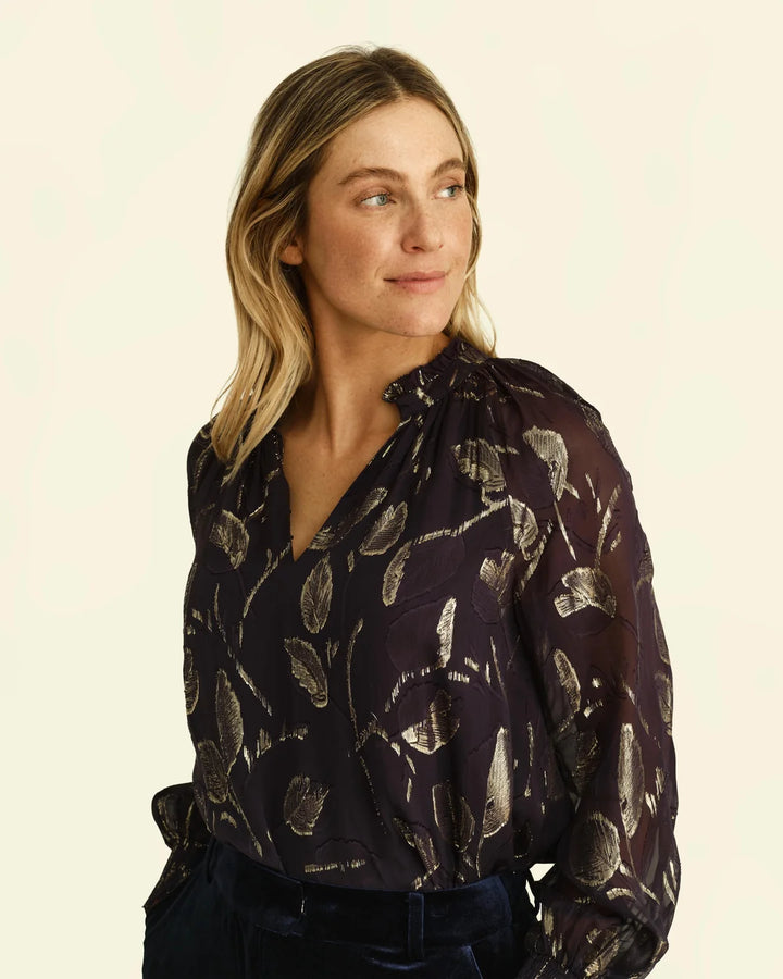 Sawyer Blouse-Foothill Leaf Metallic