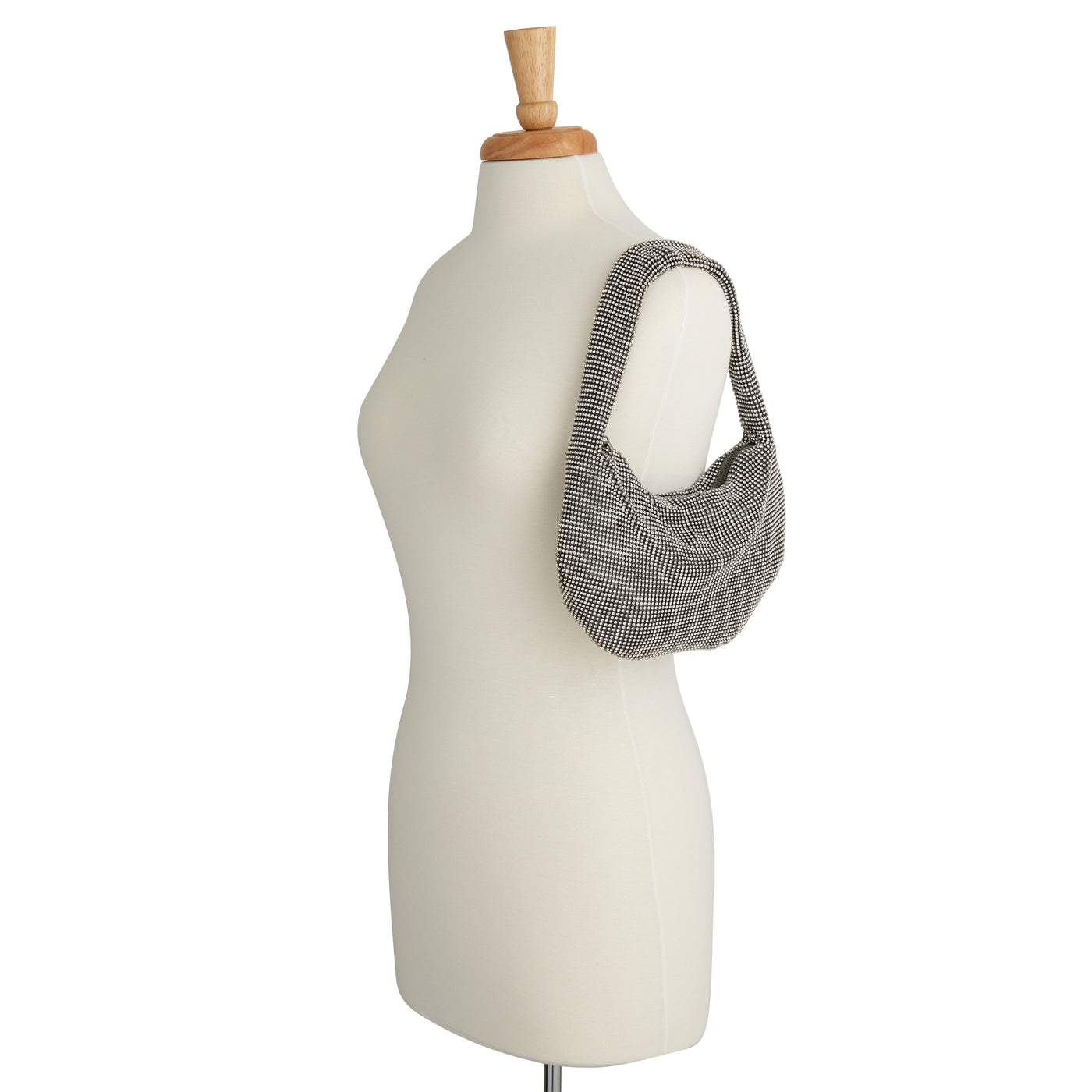 Farrah Crystal Hobo Bag - Gunmetal