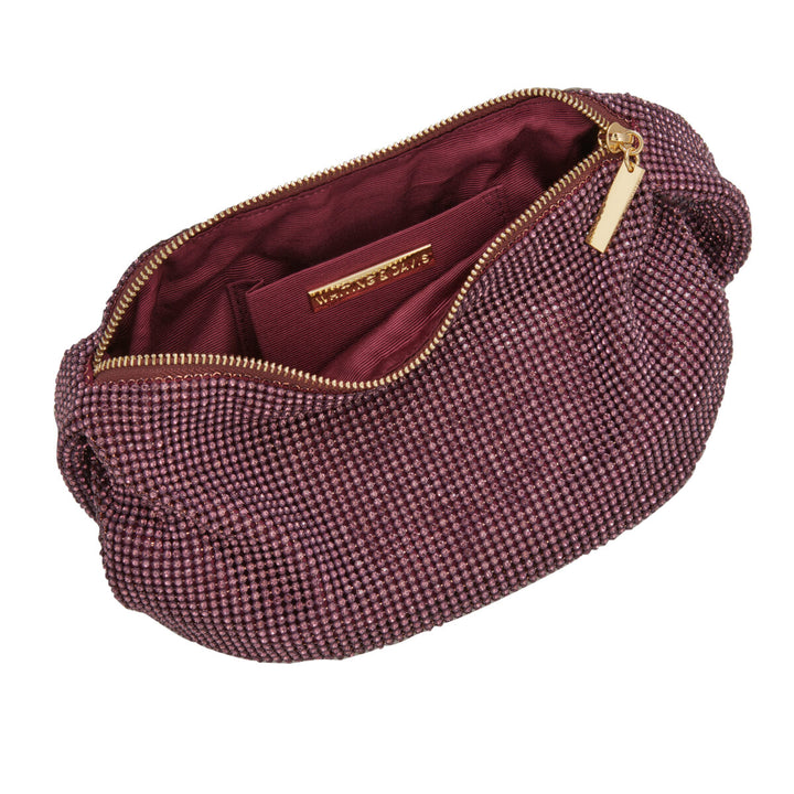 Farrah Crystal Hobo Bag - Wine Crystal