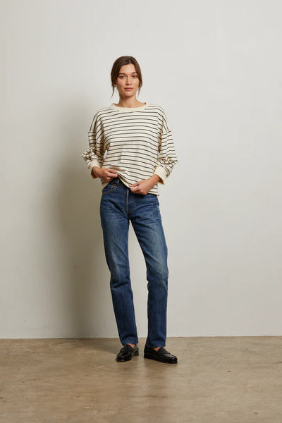 Niall Stripe French Terry Crewneck - Natural/Night
