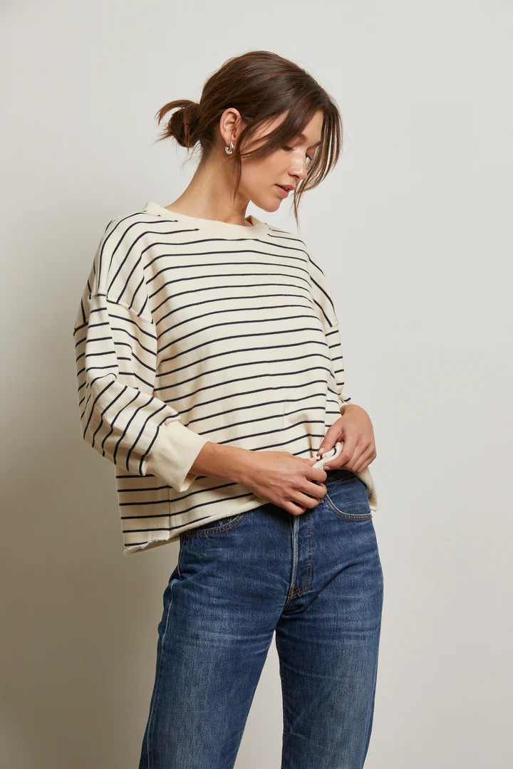 Niall Stripe French Terry Crewneck - Natural/Night