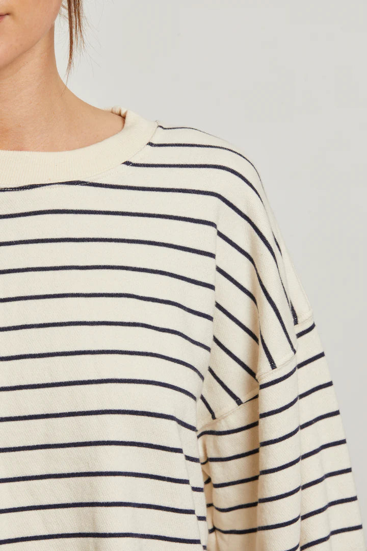 Niall Stripe French Terry Crewneck - Natural/Night