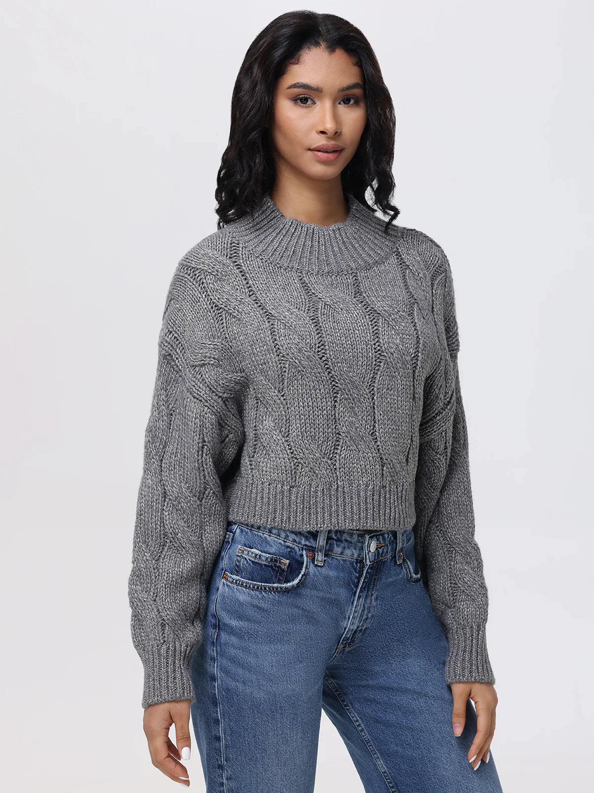 Lola Lurex Cropped Pullover- Pewter Heather