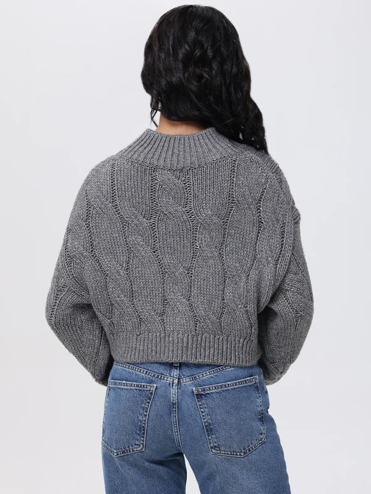 Lola Lurex Cropped Pullover- Pewter Heather