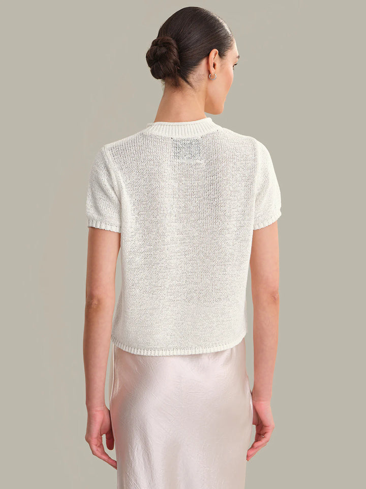 Roll Edge Short Sleeve Sweater - Chalk