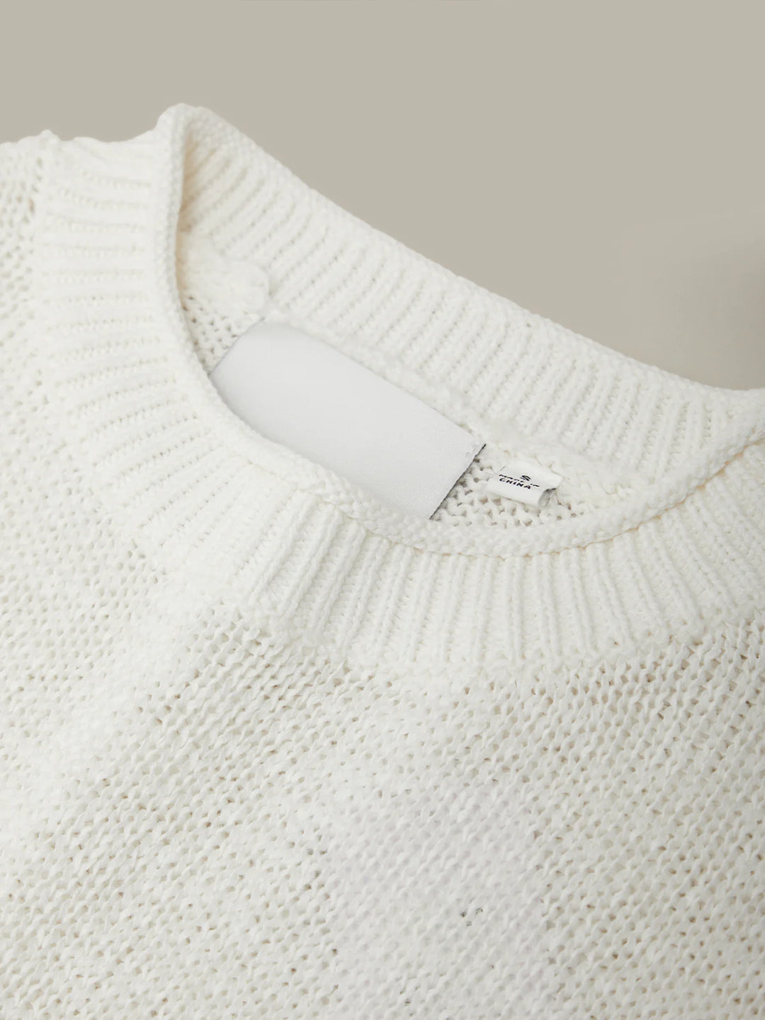 Roll Edge Short Sleeve Sweater - Chalk