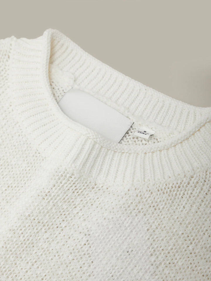 Roll Edge Short Sleeve Sweater - Chalk