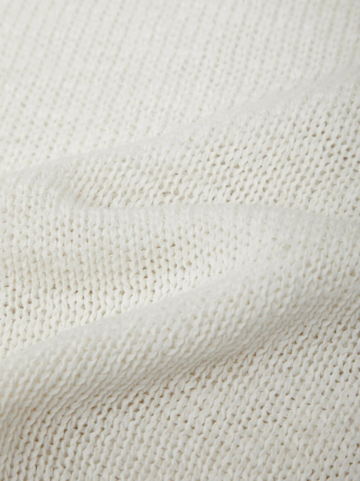 Roll Edge Short Sleeve Sweater - Chalk
