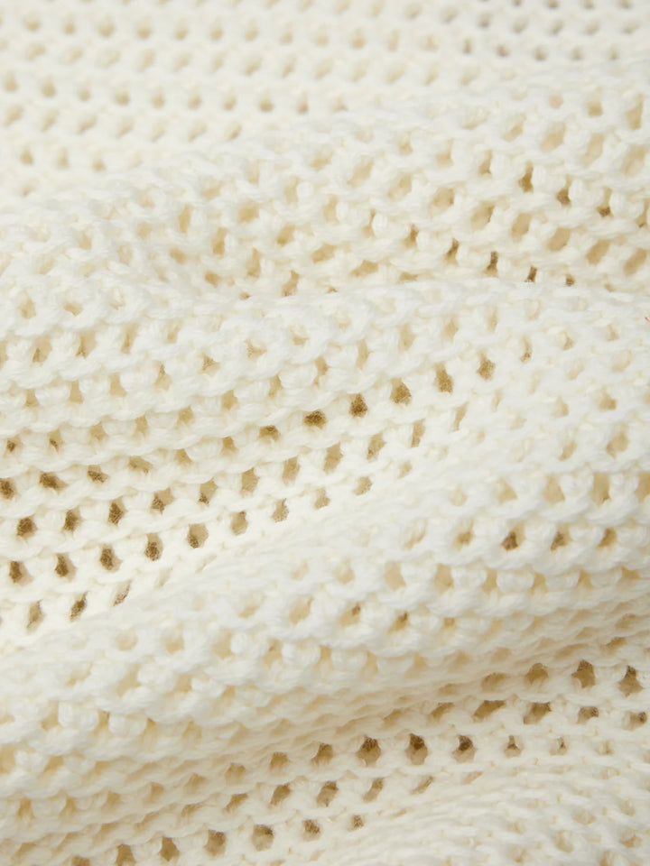 Rosa V-Neck Pointelle Mesh Tank - Chalk