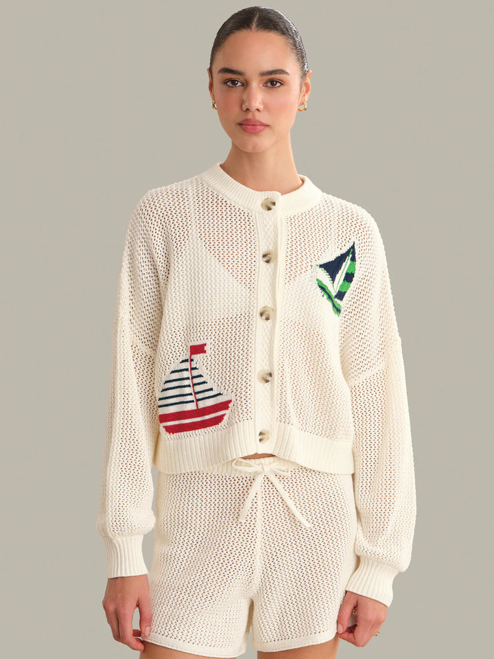 Tide Mesh Nautical Cardigan - Chalk Multi
