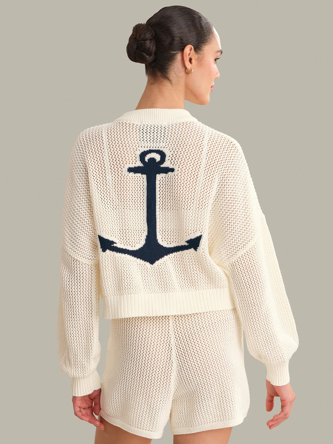 Tide Mesh Nautical Cardigan - Chalk Multi