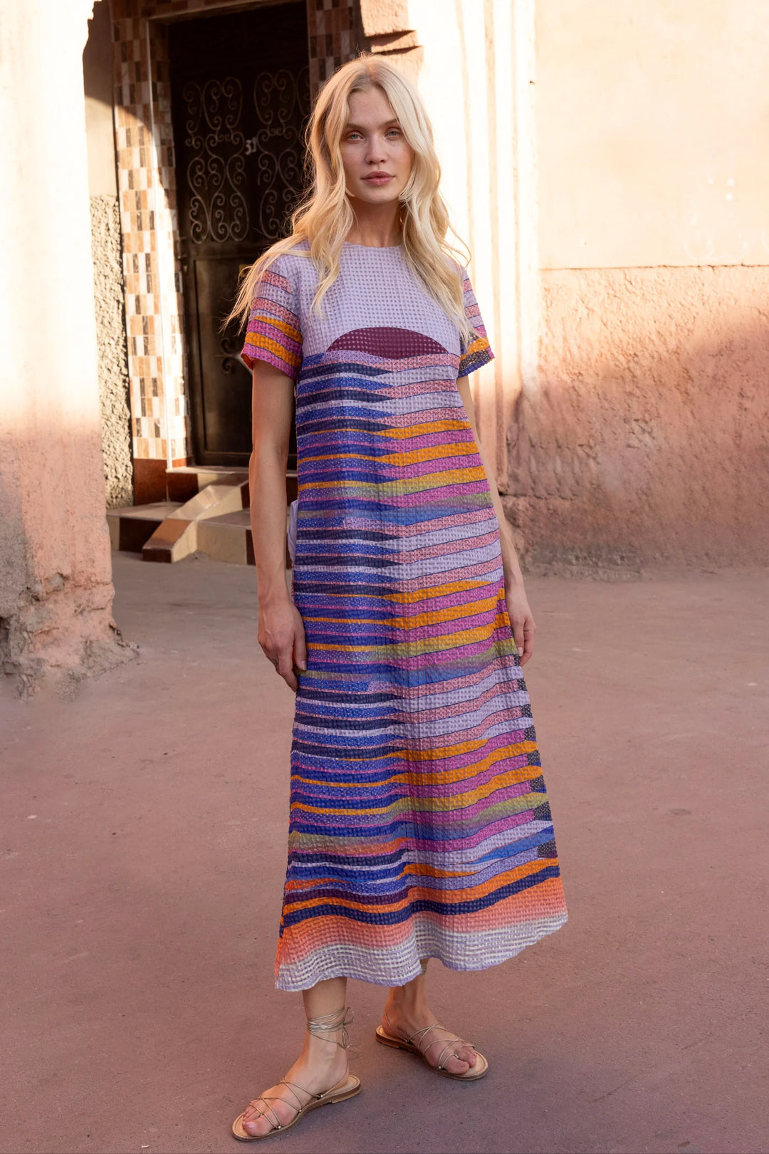 Short Sleeve Shift Maxi - Solstice Blue