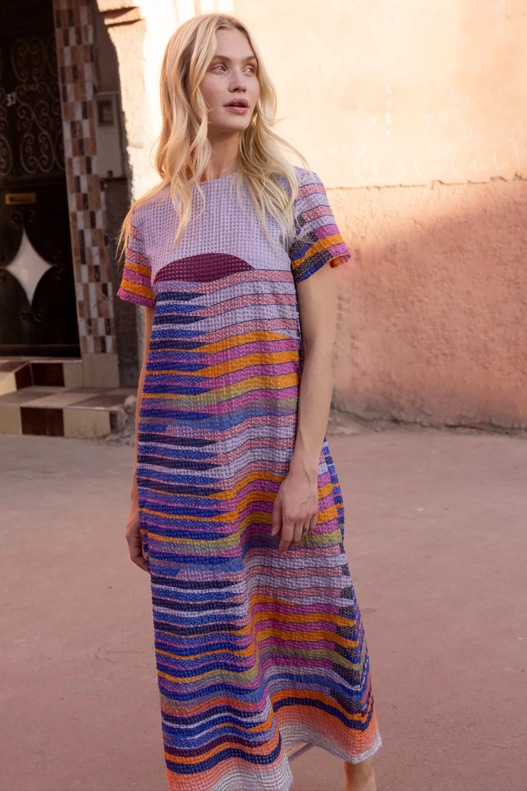 Short Sleeve Shift Maxi - Solstice Blue