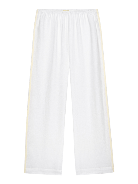 The Linen Stripe Crop Racer Pant - Powder