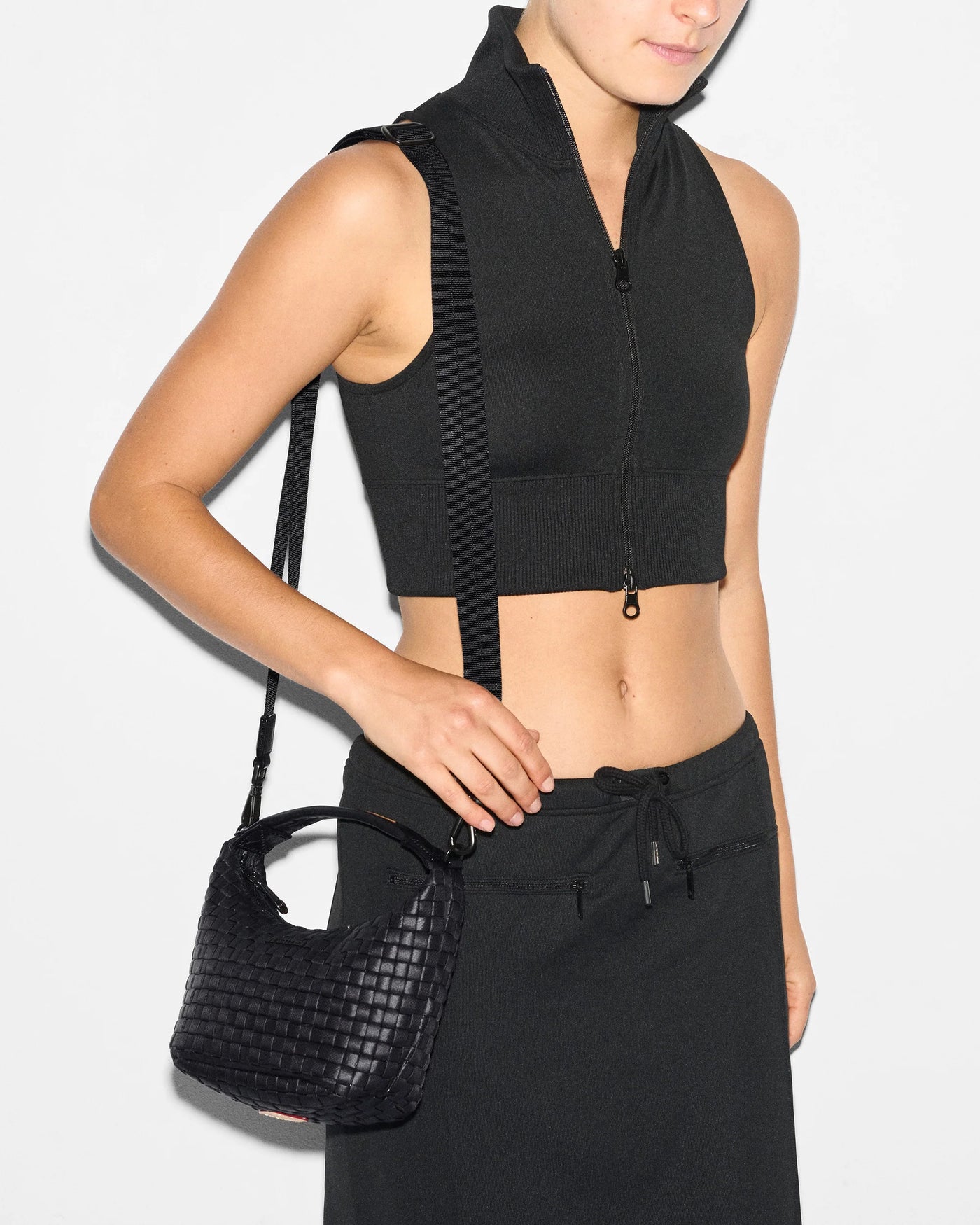 Mini Woven Hobo - Black