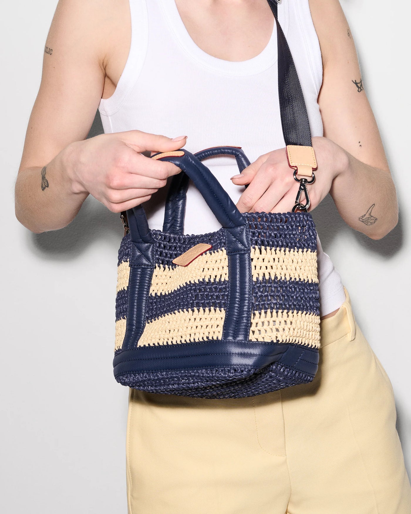 Mini Raffia Tote - Dawn/Natural Stripe