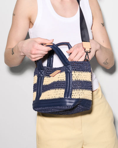 Mini Raffia Tote - Dawn/Natural Stripe