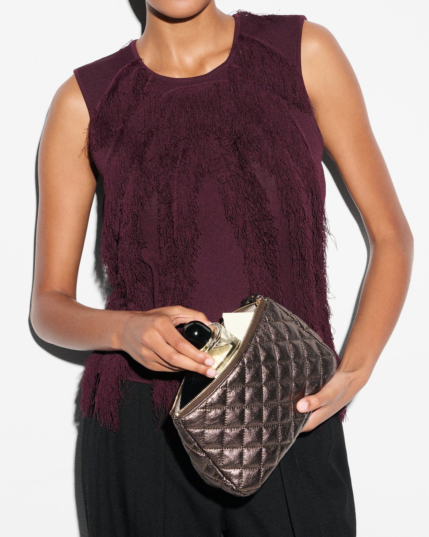 Medium Luna Cosmetic - Espresso Metallic Leather