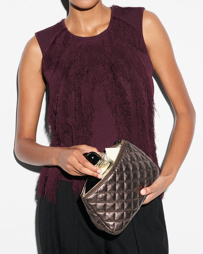 Medium Luna Cosmetic - Espresso Metallic Leather
