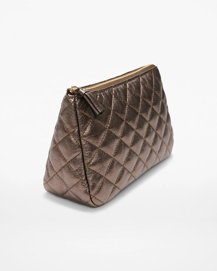 Medium Luna Cosmetic - Espresso Metallic Leather