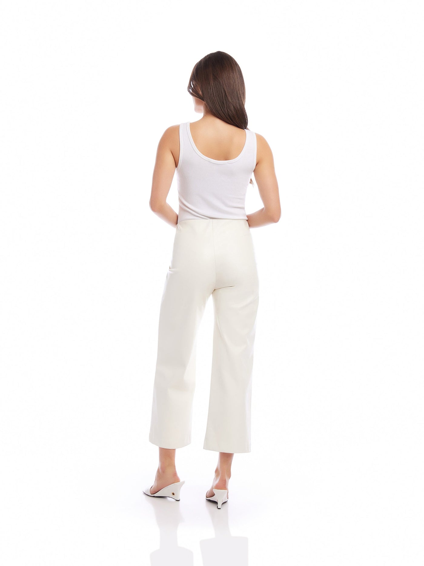 Faux Leather Cropped Pants - Off White