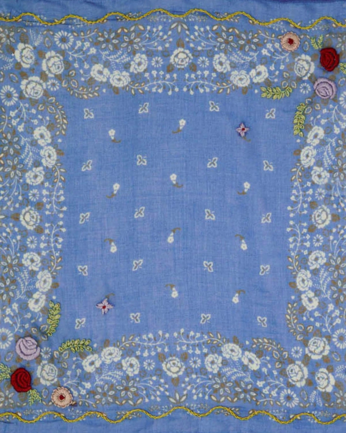 Embroidered Floral Bandana - Granada Sky