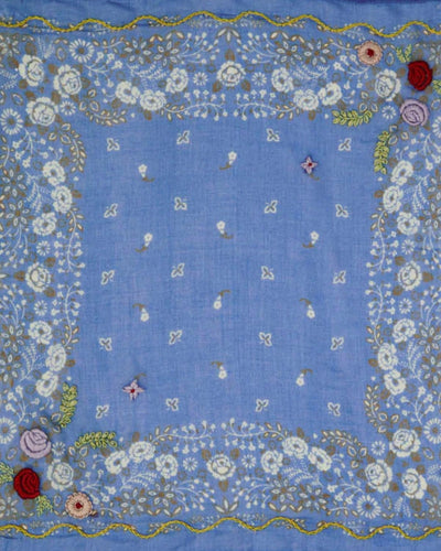 Embroidered Floral Bandana - Granada Sky