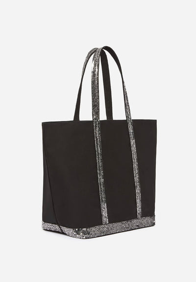 Canvas L Zipped Cabas Tote - Black