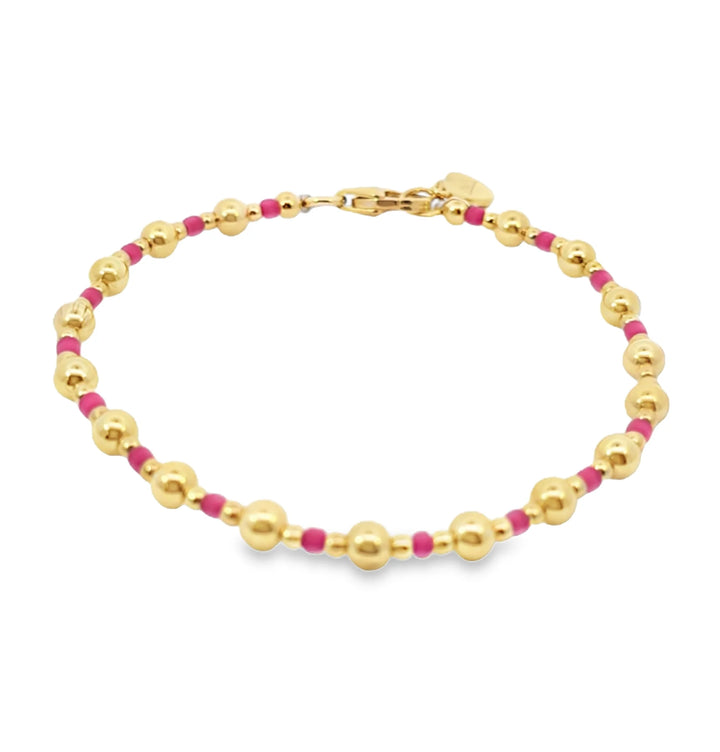 Elegant Gold and Beaded Bracelet - Pink