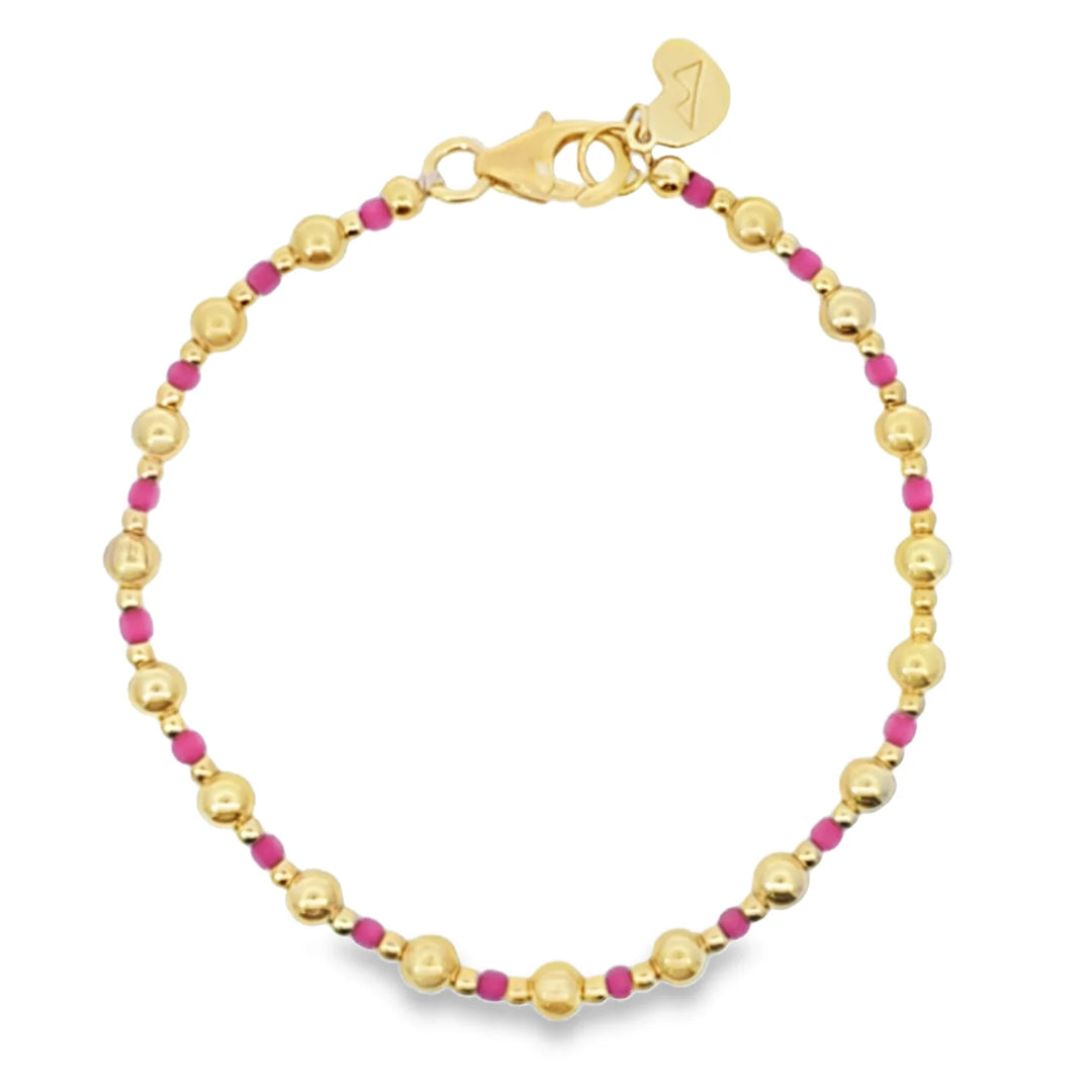 Elegant Gold and Beaded Bracelet - Pink