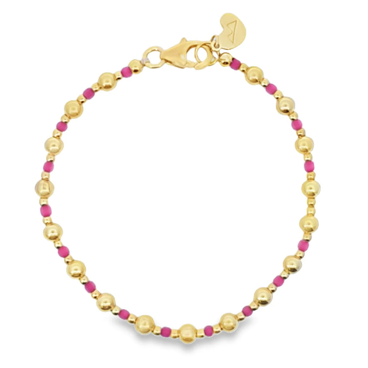 Elegant Gold and Beaded Bracelet - Pink