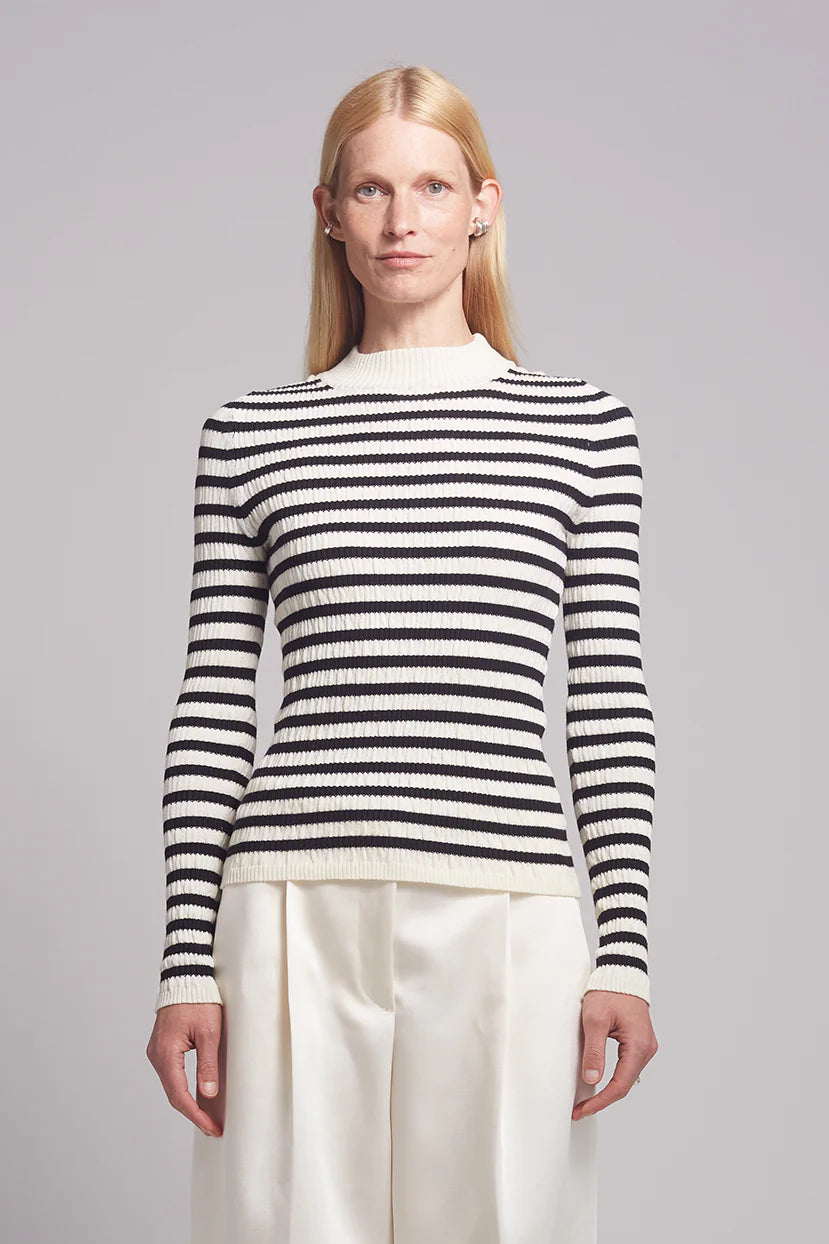 Clara Stripe Sweater - Ivory/Black