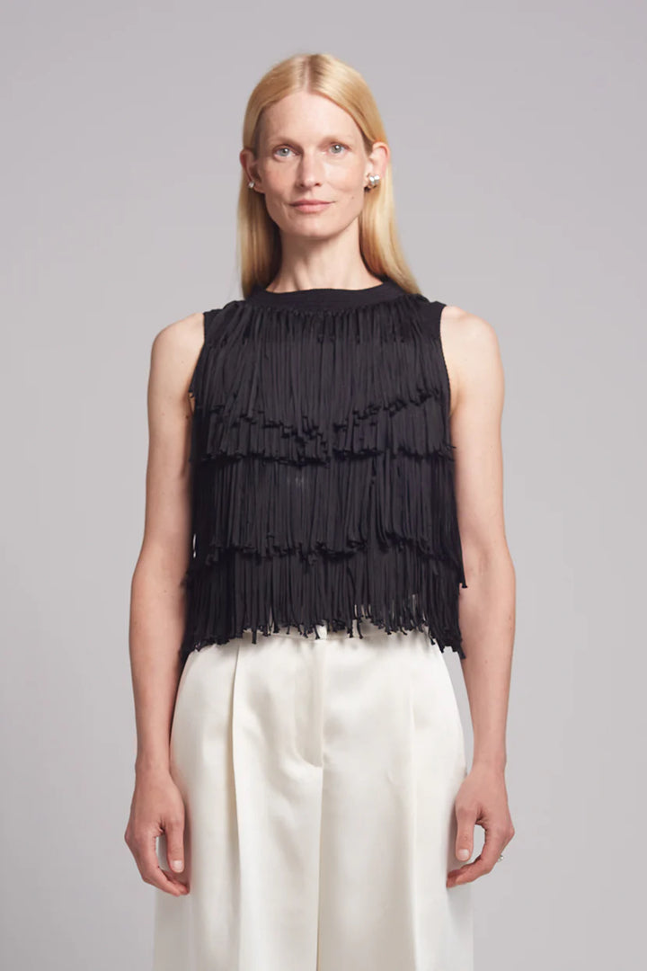 Bianca Fringe Top - Black