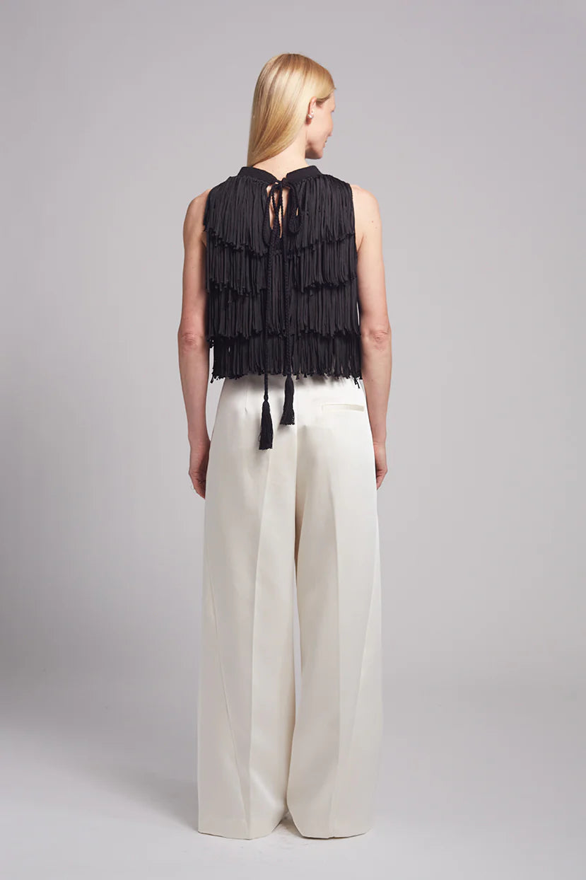 Bianca Fringe Top - Black